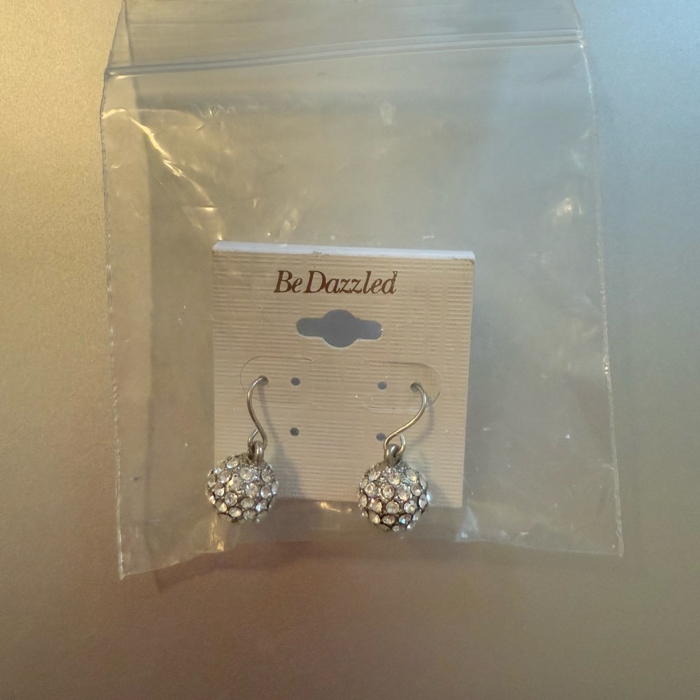 Silver Cluster Dangle Earrings with Hooks
